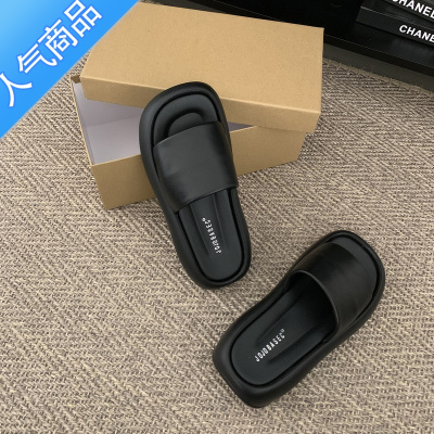 SUNTEK法式外穿拖鞋女2023年夏季百搭韩版一字带厚底增高港风复古凉鞋