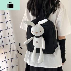 ins日系软妹古着感少女书包韩国ulzzang可爱兔子玩偶学生双肩包萌NEW LAKE