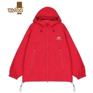 YANXU美式街头红色防水冲锋衣男女开衫运动拉链潮牌夹克刺绣防风衣外套