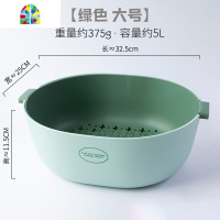 双层洗菜盆子洗水果盘盆客厅家用大号塑料滤水多功能长厨房 FENGHOU 椭圆红粉[大号]洗菜篮洗菜篮