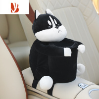 三维工匠车载纸巾盒垃圾桶二合一汽车收纳抽纸盒扶手箱网红车内装饰品摆件 黑色小狗[纸巾盒垃圾桶两用]