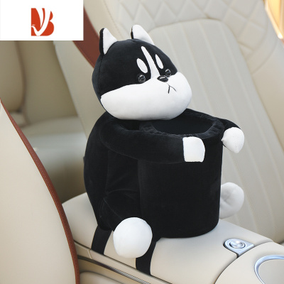 三维工匠车载纸巾盒垃圾桶二合一汽车收纳抽纸盒扶手箱网红车内装饰品摆件 黑色小狗[纸巾盒垃圾桶两用]