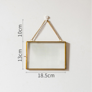 美帮汇印度铜装饰画框相框 双面玻璃创意DIY植物裱标本夹 黄铜挂框18.5*13cm