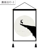 北欧挂画布艺墙布挂布背景布挂毯三联装饰画 客厅卧室房间床头 麋鹿远行-3 (绒)宽45cm*高65cm