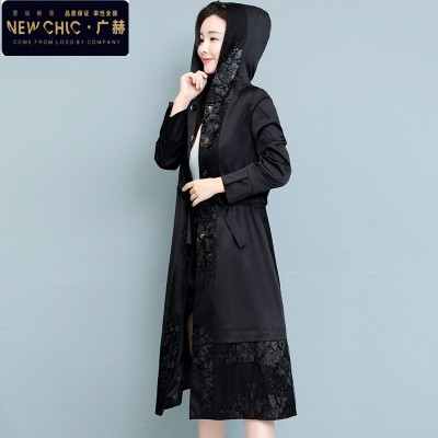 广赫秋冬装自留女外套风衣2020年新款中年妈妈秋季大衣鹿皮绒垂感风衣