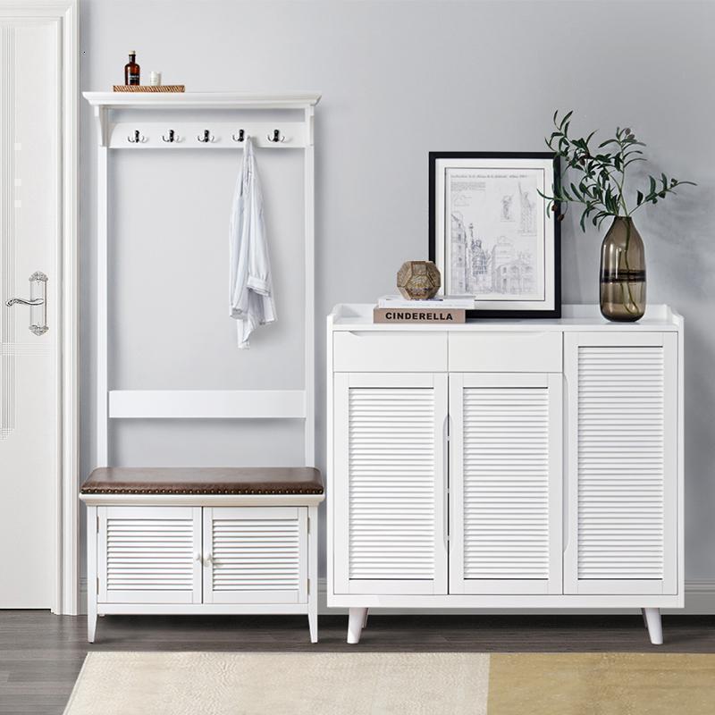 森美人北欧实木鞋柜家用口大容量简约现代厅柜美式鞋柜玄关柜