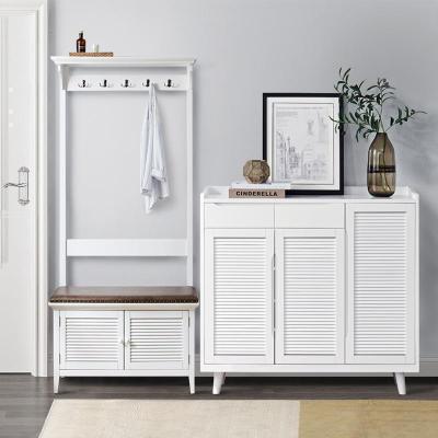 森美人北欧实木鞋柜家用口大容量简约现代厅柜美式鞋柜玄关柜