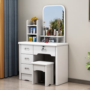 青木川 中式实木梳妆台家用卧室房间现代简约化妆台带化妆镜带锁抽屉多功能储物收纳一体成人化妆桌化妆柜