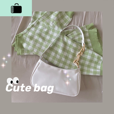 小红书同款纯色法棍包2020新款复古亚克力链条手提包时尚小肩包女NEW LAKE女士单肩包