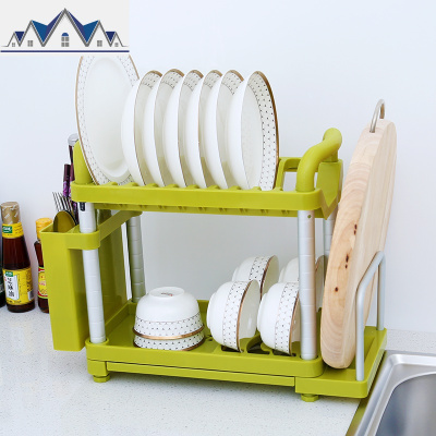 双层碗碟架厨房置物架塑料碗架盘架餐具收纳沥水架菜板架刀架 三维工匠
