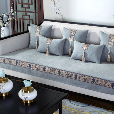 添福运2021新中式沙发垫套装四季春夏季防滑沙发坐垫子组合沙发垫布艺简约雪尼尔沙发套罩巾全包支持定制垫子