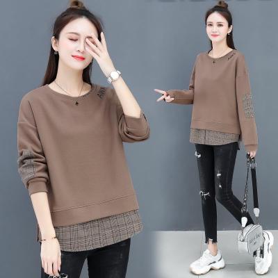 芷臻zhizhen棉大码慵懒风卫衣女春秋新款套头宽松假两件长袖ins上衣外套潮