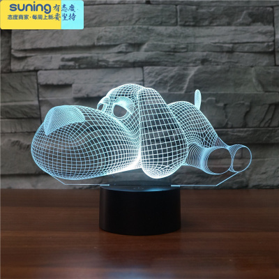希杰狮王创意狗狗3d小夜灯节能usb插电触摸儿童卧室床头台灯女生生日礼物插电遥控款（请备注图案）灯具