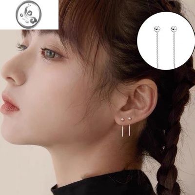 JiMi银银豆豆耳钉女简约流苏耳线养耳洞耳环2023新款潮日常显脸小耳饰