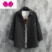 七斓小香风格子加绒衬衫男长袖潮牌高级感痞帅磨毛粗花呢衬衣外套