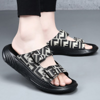 款凉拖男士夏季厚底防滑拖鞋男真皮外穿休闲时尚百搭沙滩鞋潮