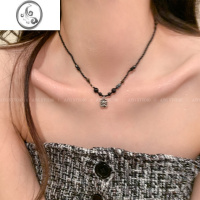 JiMi新中式黑色项链甜酷高级设计感锁骨链民族风轻奢小众复古颈链女生