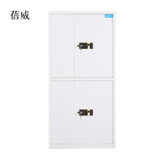 蓓威保险柜铁皮资料柜矮柜办公室储物柜通双节白色指纹锁900*420*1850