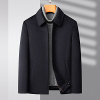 秋冬羊绒夹克羽绒脱卸内胆中老年男士轻奢商务休闲翻领爸爸装夹克