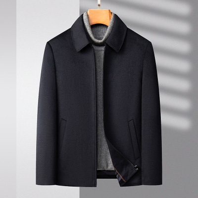 秋冬羊绒夹克羽绒脱卸内胆中老年男士轻奢商务休闲翻领爸爸装夹克_214