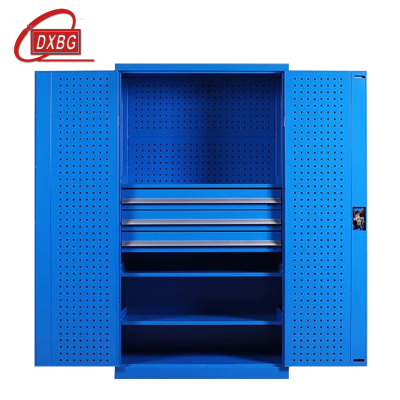 DXBG工具柜加厚铁皮储物柜工厂车间用带抽屉汽修多功能收纳柜通门内三抽柜蓝色