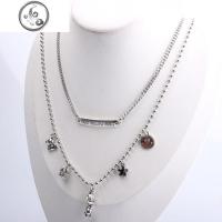 韩国新款鸭子吊坠项链笑脸圆珠链叠戴五角星混搭字母小熊毛衣链潮 JiMi