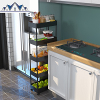 厨房夹缝置物架落地多层收纳架窄缝22cm冰箱侧边角缝隙移动推车 三维工匠