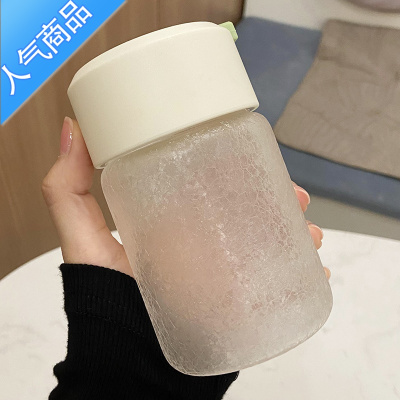 YICHENG高颜值杯子女可爱少女磨砂水杯简约清新森系便携玻璃杯ins风韩版