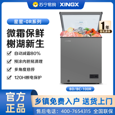 星星(XINGX) 100L 家用冷柜 卧式冷柜 冷藏冷冻转换柜 安全圆角 微霜系统 节能省电 BD/BC-100R