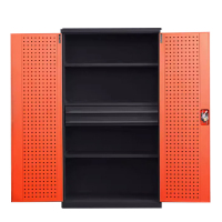 豪利特重型工具柜加厚物件工具储物柜工厂铁皮柜汽修厂零件收纳柜橘色四层二抽带挂板