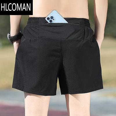 HLCOMAN可放手机透气冰丝速干跑步短裤男士运动专用夏季薄款四分裤三分裤