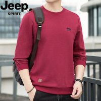 JEEP SPIRIT正品秋冬新款卫衣男纯色加绒圆领宽松潮流长袖T恤男装