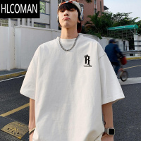 HLCOMAN多巴胺美式粉红色t恤男士短袖潮牌夏季2025新款宽松大码男生