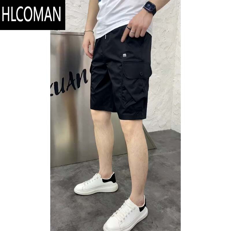HLCOMAN工装短裤男潮牌ins夏季薄款多口袋速干中裤宽松休闲运动五分裤子