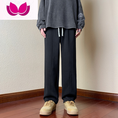 七斓高街休闲裤男款春季潮流宽松直筒卫裤潮牌ins纯色基础款运动裤子