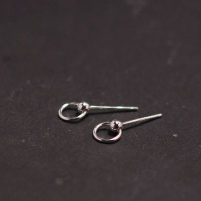 养耳洞银饰耳钉女纯银小简约耳饰耳环睡觉免摘迷你耳骨钉几何圈圈送女朋友老婆情人节七夕生日礼物