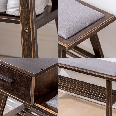 北欧鞋架简易家用实木可坐换鞋凳储物防尘鞋柜省空间简约现代