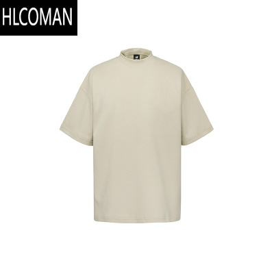 HLCOMANGUGR 300g磨毛棉感 夏季美式小领口短袖男女落肩T恤上衣