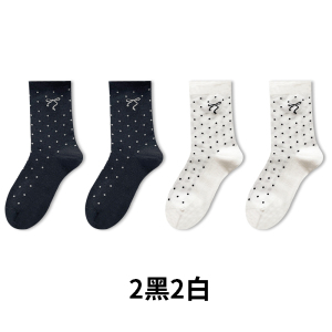 舒跑袜子女款春夏季堆堆袜点点袜中筒蝴蝶结可爱女袜网眼透气舒适亲肤堆堆袜ins日系风