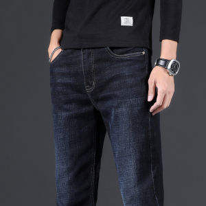 金盾(KIN DON)厚款浅色牛仔裤男秋冬季直筒宽松黑色长裤男装商务裤子冬天男士弹力男裤