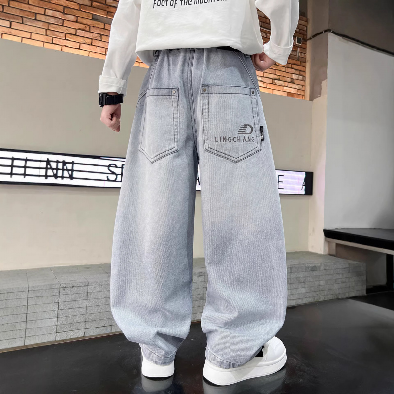 男童春装裤子2026新款中大童春秋款男孩春季儿童休闲直筒牛仔长裤