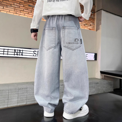 男童春装裤子2026新款中大童春秋款男孩春季儿童休闲直筒牛仔长裤