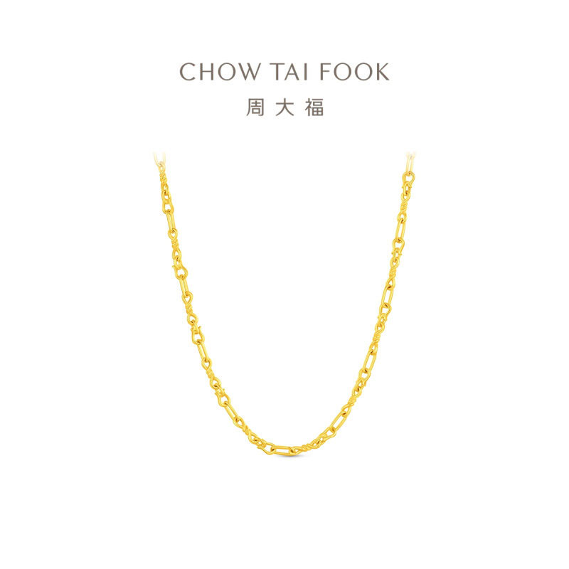 周大福[御马衔环]马蹄扣马年素链足金黄金项链计价女款(工费960元)EOF2040