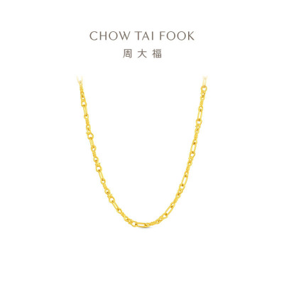 周大福[御马衔环]马蹄扣马年素链足金黄金项链计价女款(工费960元)EOF2040