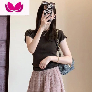 七斓大码女装2023夏季新款胖mm百搭黑色T恤网纱蛋糕裙甜美奶乖套装裙