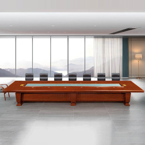 慧采云 办公家具油漆贴木皮大型会议桌长条桌现代简约会议室接待洽谈桌培训6m
