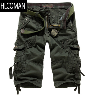 HLCOMAN夏季7分短裤男士休闲七分工装短裤大码多口袋加厚迷彩中裤男