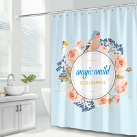 美式田园浴帘卫生间洗澡防水隔断挡水浴布厕所简易帘子免打孔套装