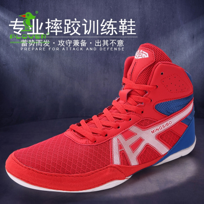 香港啄木鸟plover训练鞋-2021新品摔跤鞋高帮散打鞋高帮格斗训练鞋摔跤鞋跤靴专业拳击鞋