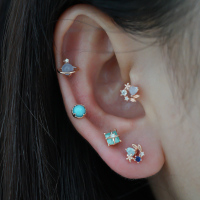 jda韩国东大门耳钉蓝钻礼物小行星甜美耳蜗小耳朵耳骨钉螺旋圆堵送女朋友老婆情人节七夕生日礼物